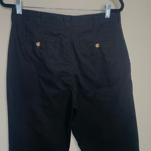 Black Flat Front Cotton Blend Khaki Trousers Pants Sz 32 x 32 - Picture 3 of 8